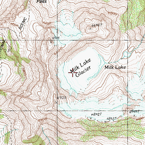 Topographic Map of Milk Lake Glacier, WA