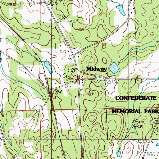 Topographic Map of Midway, AL