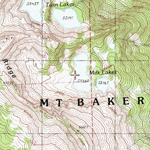 Topographic Map of Milk Lakes, WA