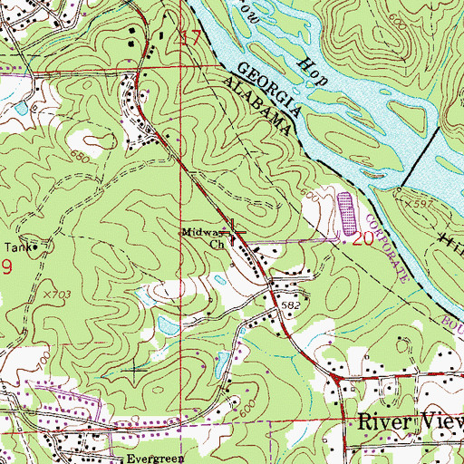 Topographic Map of Midway Baptist Church, AL