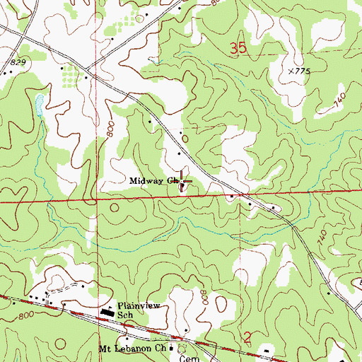 Topographic Map of Midway Methodist Church, AL
