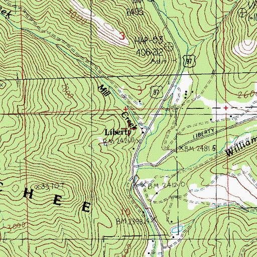 Topographic Map of Mill Creek, WA