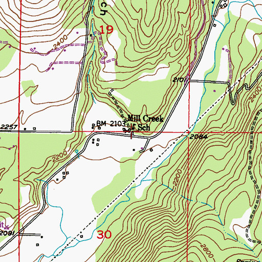 Topographic Map of Mill Creek School, WA