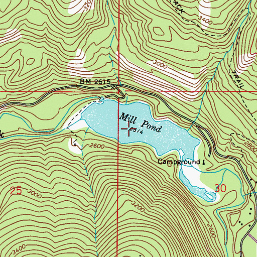 Topographic Map of Mill Pond, WA