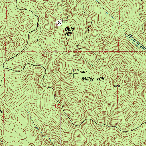 Topographic Map of Miller Hill, WA