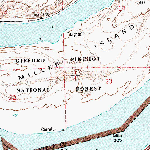 Topographic Map of Miller Island, WA