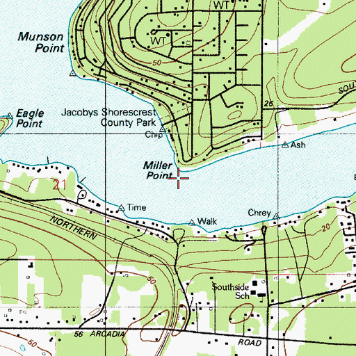 Topographic Map of Miller Point, WA