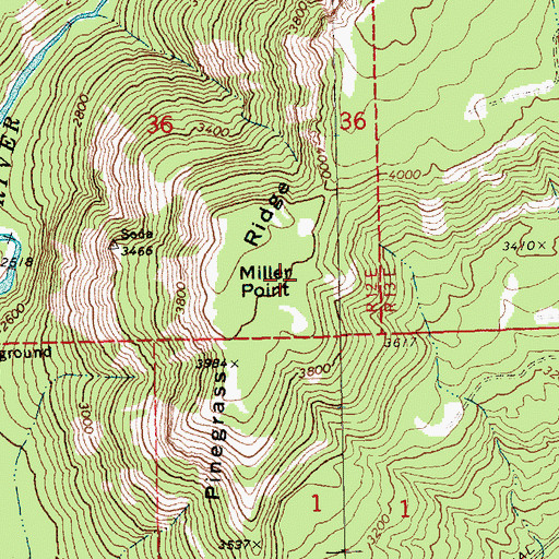 Topographic Map of Miller Point, WA