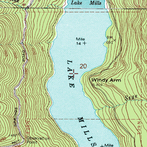 Topographic Map of Lake Mills (historical), WA