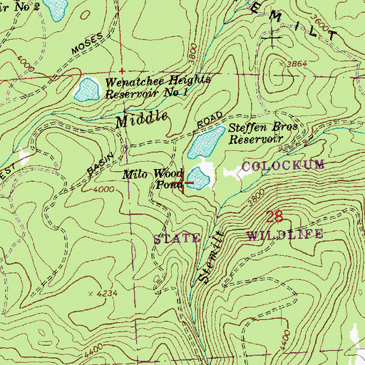 Topographic Map of Milo Wood Pond, WA