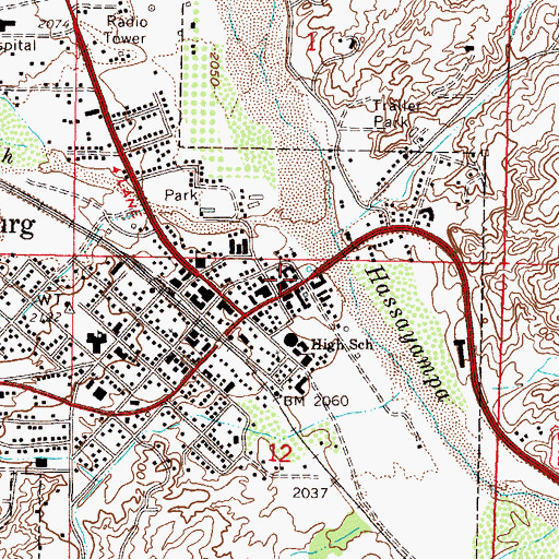 Topographic Map of Wickenburg Town Hall, AZ