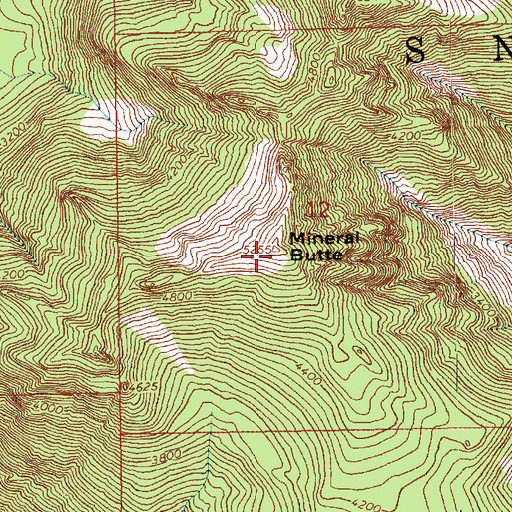 Topographic Map of Mineral Butte, WA
