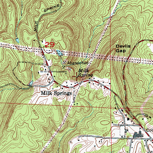Topographic Map of Milk Spring, AL