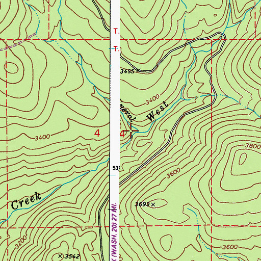 Topographic Map of Mineral Creek, WA