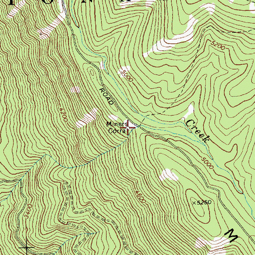 Topographic Map of Miners Corral, WA