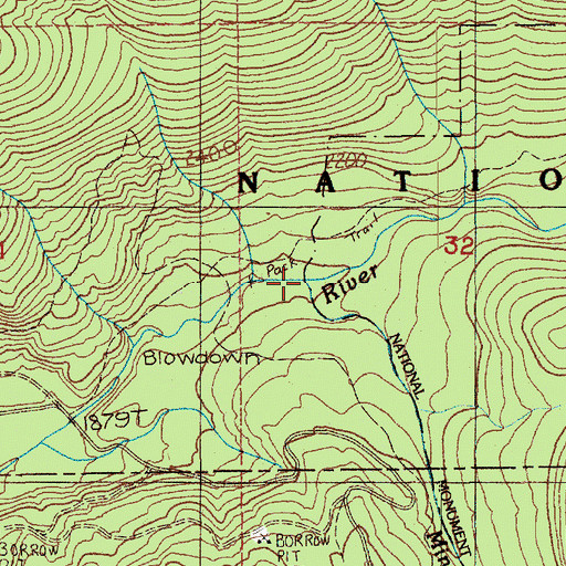 Topographic Map of Miners Creek, WA