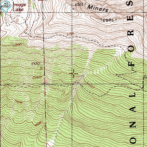 Topographic Map of Miners Creek Trail (historical), WA