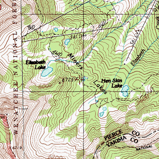 Topographic Map of Miners Lakes, WA