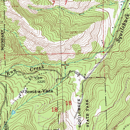 Topographic Map of Miners Run Creek, WA