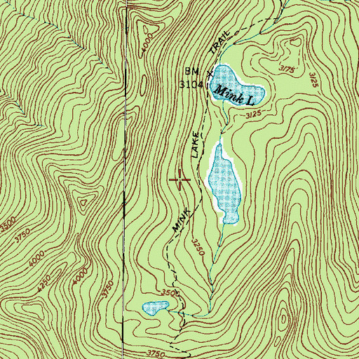 Topographic Map of Mink Lake Trail, WA