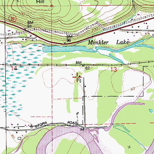 Topographic Map of Minkler, WA