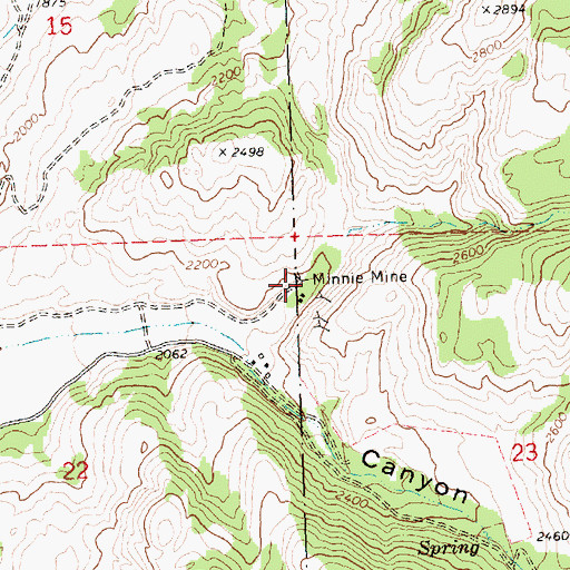 Topographic Map of Minnie Mine, WA