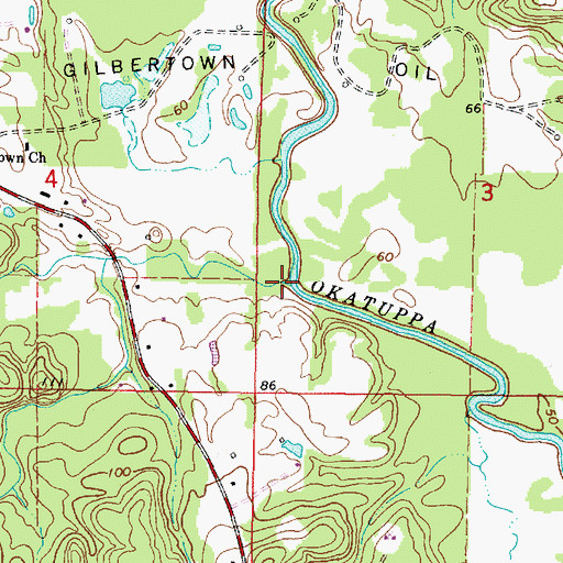 Topographic Map of Mill Creek, AL