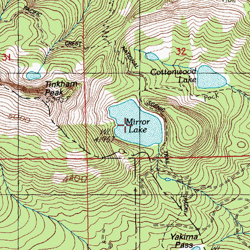 Topographic Map of Mirror Lake, WA