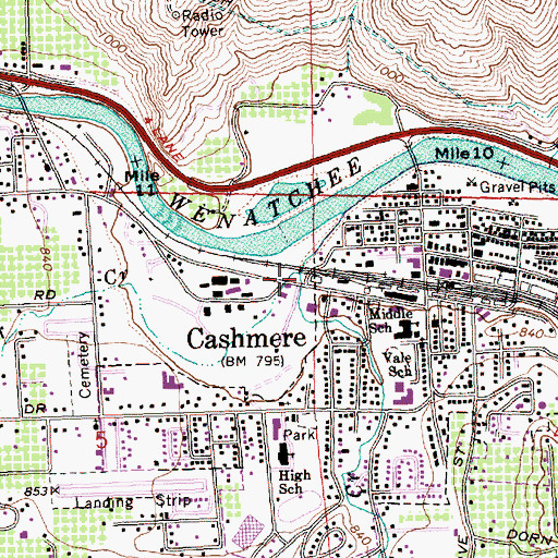 Topographic Map of Mission Creek, WA