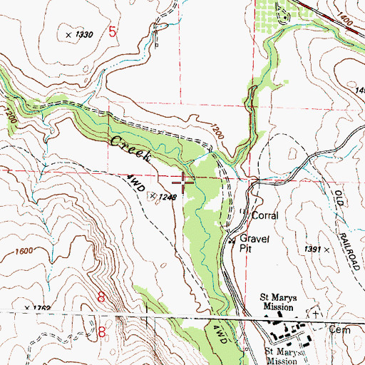 Topographic Map of Mission Creek, WA