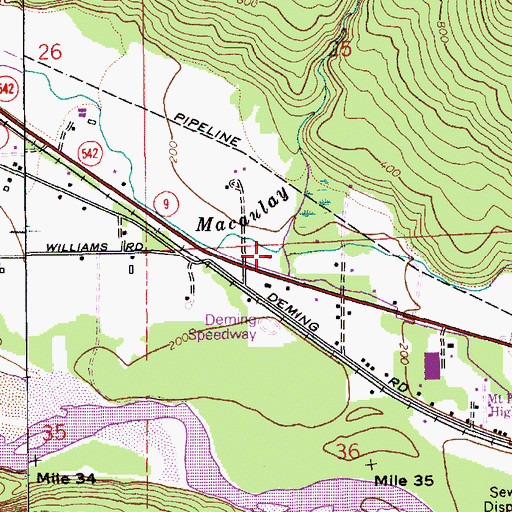 Topographic Map of Mitchell Creek, WA