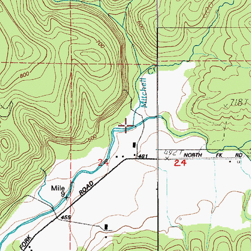 Topographic Map of Mitchell Creek, WA