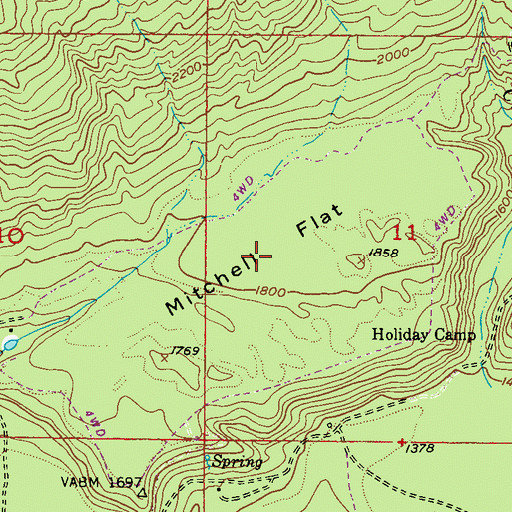 Topographic Map of Mitchell Flat, WA