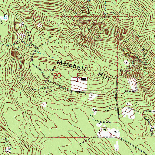 Topographic Map of Mitchell Hill, WA