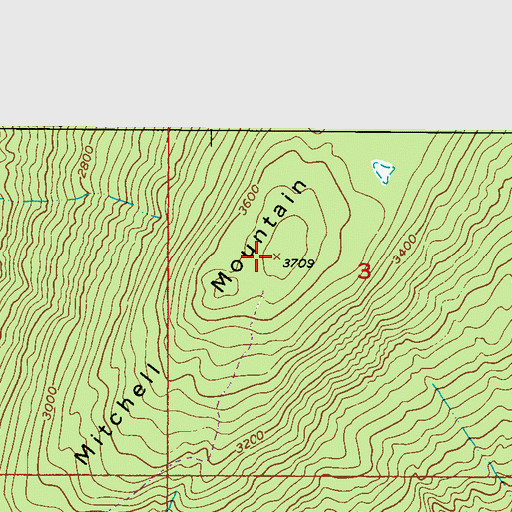 Topographic Map of Mitchell Mountain, WA