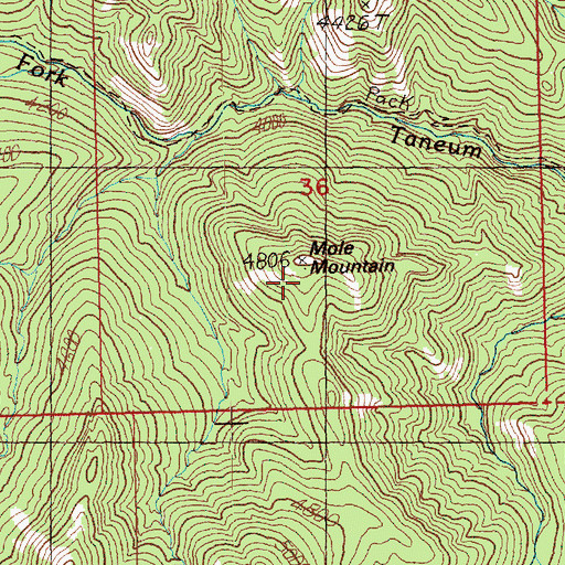 Topographic Map of Mole Mountain, WA