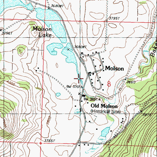 Topographic Map of Molson, WA