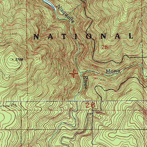 Topographic Map of Mona Creek, WA