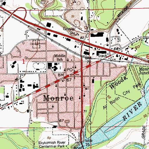 Topographic Map of Monroe, WA
