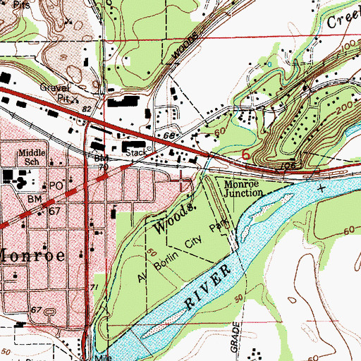 Topographic Map of Monroe Junction, WA