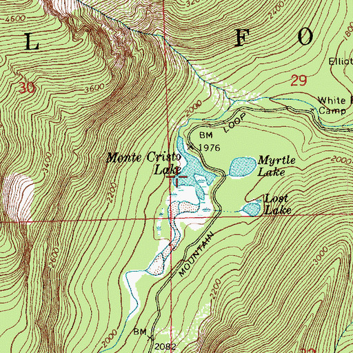 Topographic Map of Monte Cristo Lake, WA