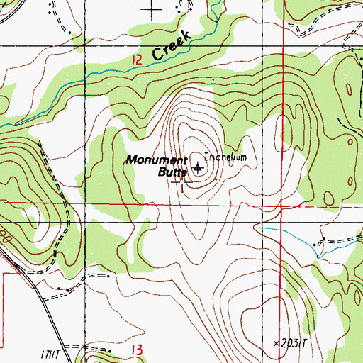 Topographic Map of Monument Butte, WA