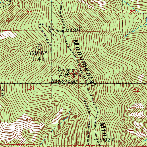 Topographic Map of Monumental Mountain, WA