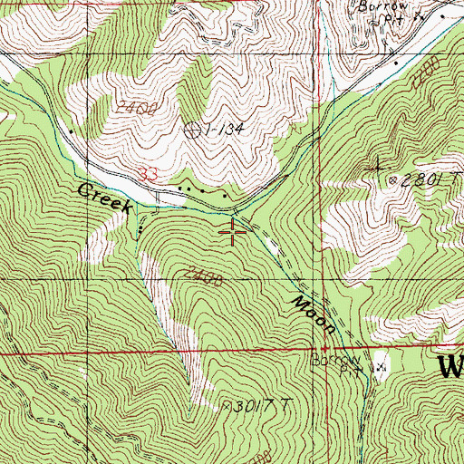 Topographic Map of Moon Canyon, WA