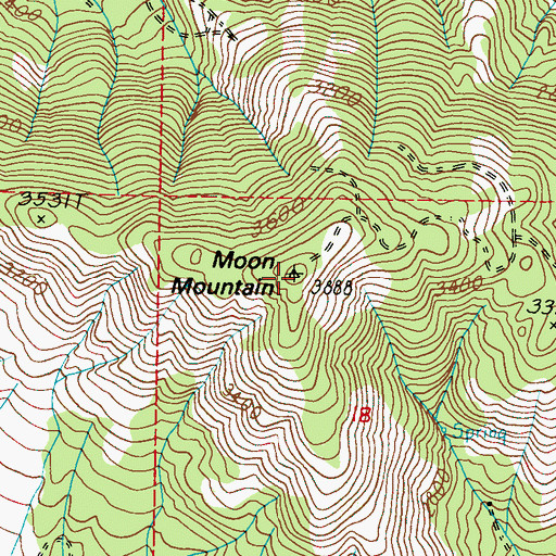 Topographic Map of Moon Mountain, WA