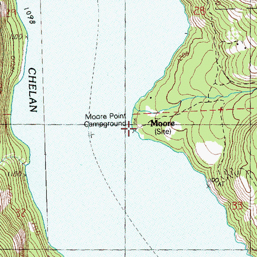 Topographic Map of Moore, WA