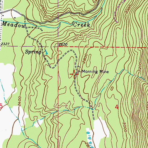 Topographic Map of Morning Mine, WA