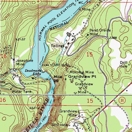 Topographic Map of Morning Mine, WA