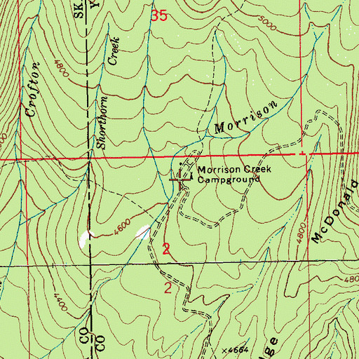 Topographic Map of Morrison Creek Campground, WA