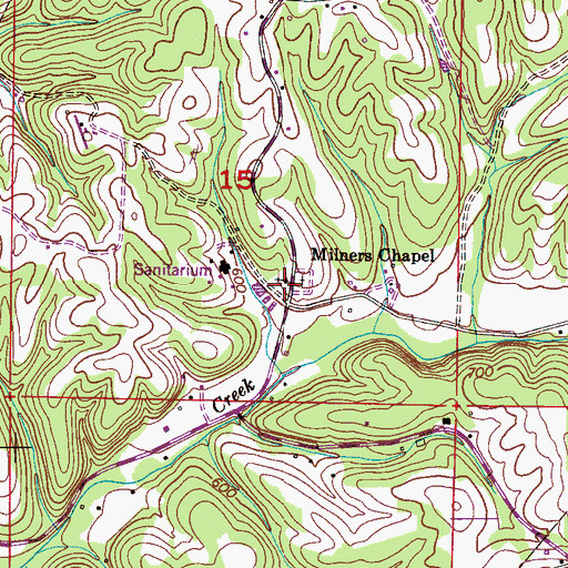 Topographic Map of Milners Chapel, AL